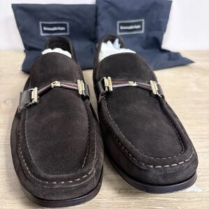 ermenegildo zegna brown suede gold link  loafers Sz 10 Us